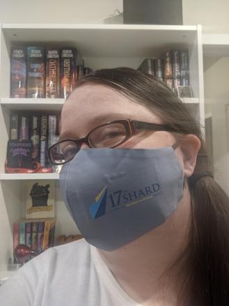 Kendra, also known as little wilson, wearing a 17th Shard mask