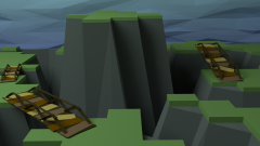 Low poly Shattered Plains scenery with bridges