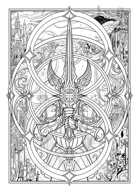 Ilustración-a-líneas-para-la-portada-de-Infinity-Blade-por-Jian-Guo.jpg