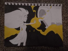 Eda and the owlbeast (yellow and black) (inktober 8)