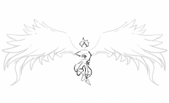 Person with wings and billowy hair/clothing